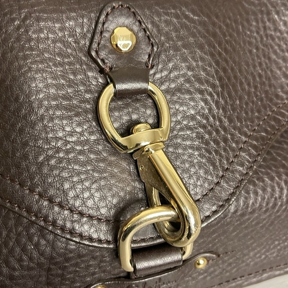 Cole Haan Village H06 Pebble Leather Tassel Dark Brown Shoulder Bag - Picture 14 of 16